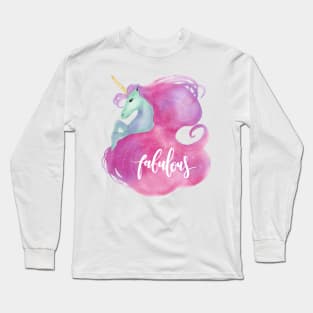 Fabulous Unicorn with Pink Mane Long Sleeve T-Shirt